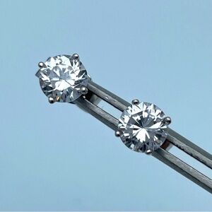 Sterling Silver Round CZ Stud Earrings, 5mm Classic Basket Setting